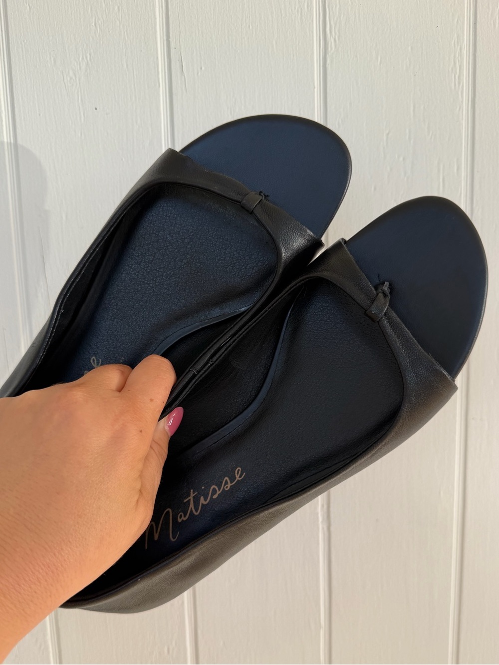 Matisse Black Peep-Toe Slip-On Flats